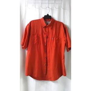 GH Bass & Co Men's L‎ Short Sleeved Button Down Red Shirt